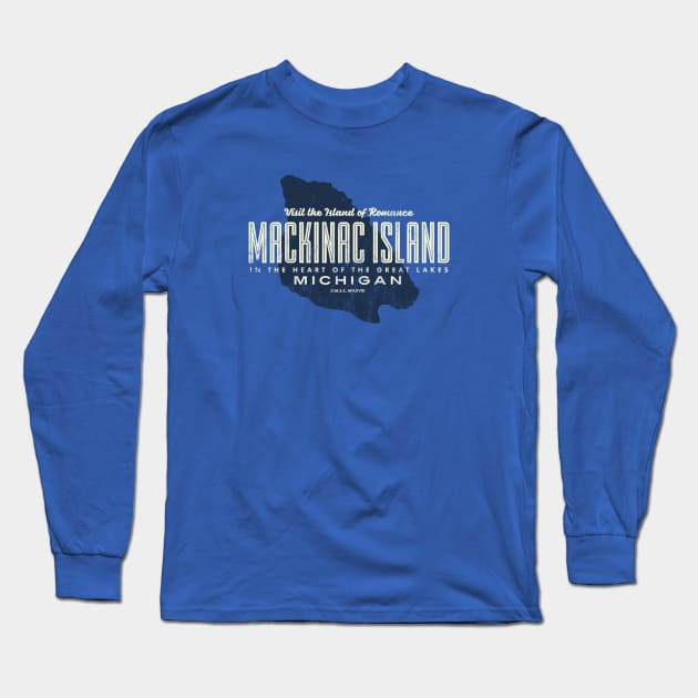 Mackinac Island, Michigan - Island Map Long Sleeve T-Shirt by deadmansupplyco